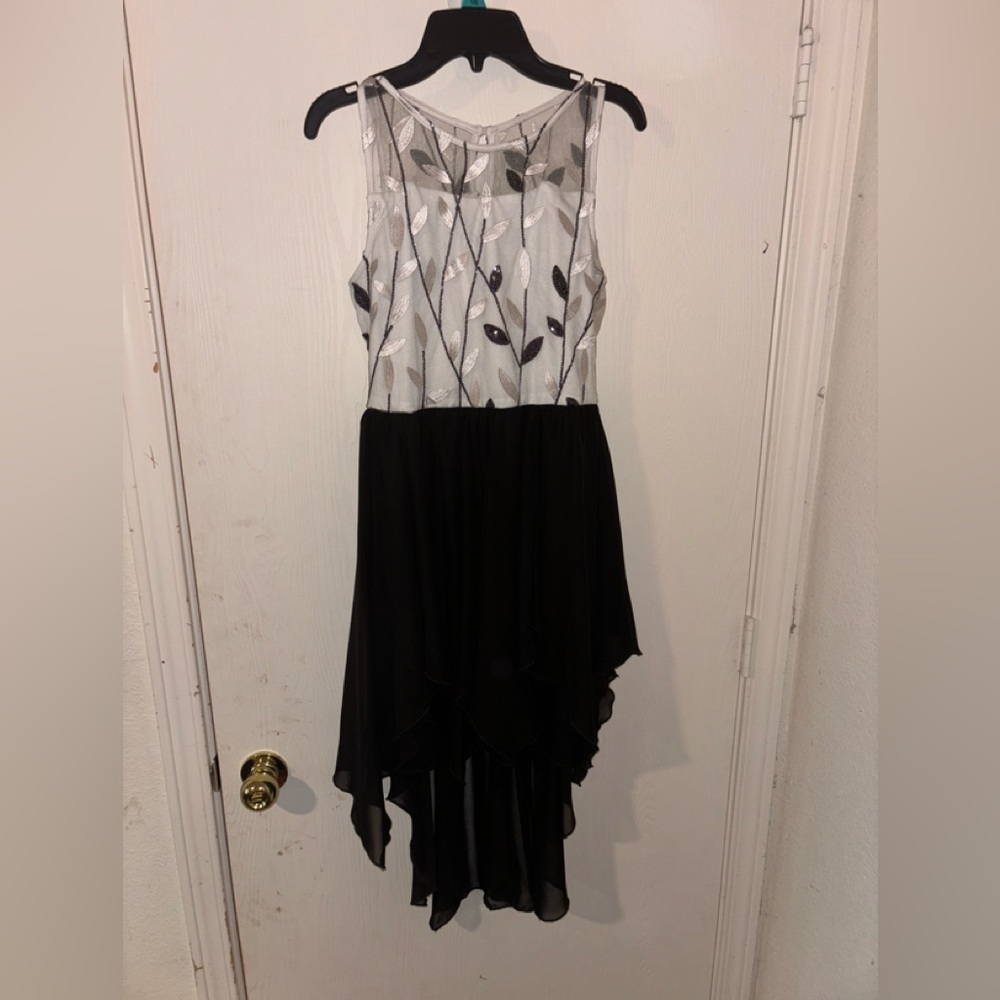 Black and white high low girls, formal dress size 16
